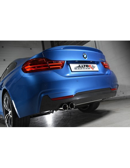 BMW 428i manuell Milltek Sport Cat-Back 2x 76,2 chrome GT utblås med aktiva avgasventiler - Non-Resonated (mindre-dämpad)