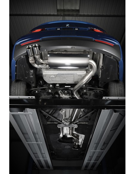 BMW 428i manuell Milltek Sport Cat-Back 2x 76,2 chrome GT utblås med aktiva avgasventiler - Resonated (dämpad)