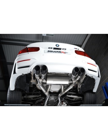 BMW M3 S55 F80 Milltek Sport Cat-Back 4x 90 svarta GT utblås (måste kapa original avgassystem) - Resonated (dämpad)