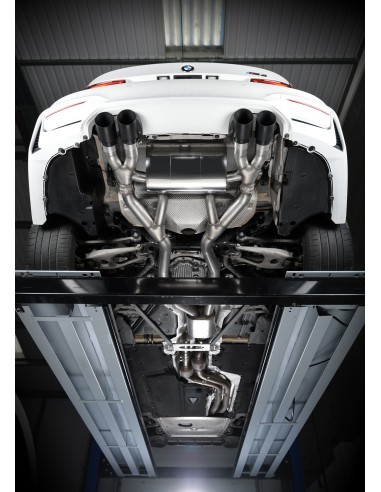 BMW M3 S55 F80 Milltek Sport Cat-Back 4x 90 svarta GT utblås (måste kapa original avgassystem) - Resonated (dämpad)