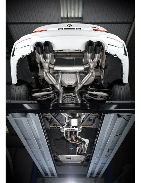 BMW M3 S55 F80 Milltek Sport Cat-Back 4x 90 svarta GT utblås (måste kapa original avgassystem) - Resonated (dämpad)