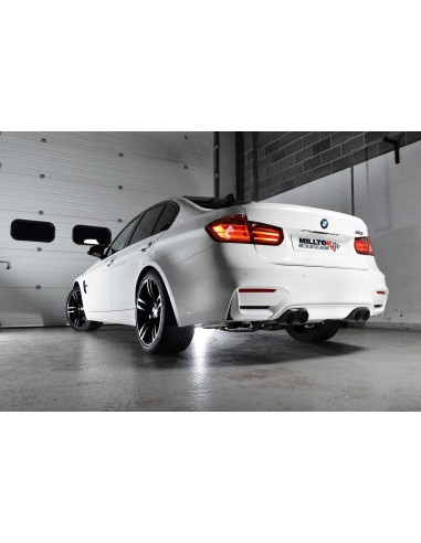 BMW M3 S55 F80 Milltek Sport Cat-Back 4x 90 svarta GT utblås (måste kapa original avgassystem) - Resonated (dämpad)