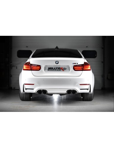 BMW M3 S55 F80 Milltek Sport Cat-Back 4x 90 svarta GT utblås (måste kapa original avgassystem) - Resonated (dämpad)