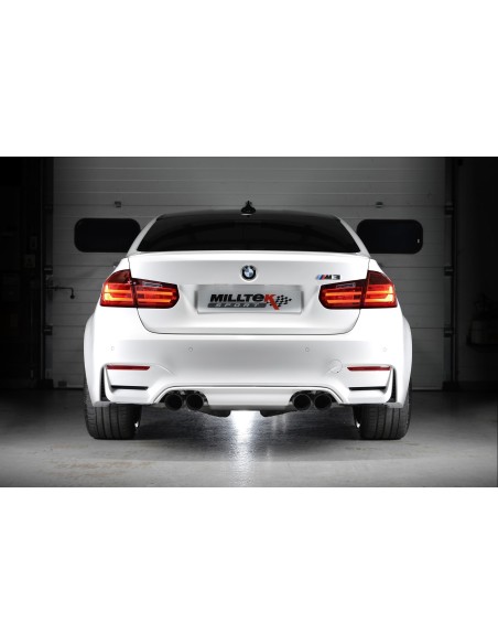 BMW M3 S55 F80 Milltek Sport Cat-Back 4x 90 svarta GT utblås (måste kapa original avgassystem) - Resonated (dämpad)
