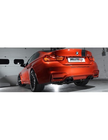 BMW M4 S55 F82/ F83 Milltek Sport Cat-Back 4x 90 svarta GT utblås (måste kapa original avgassystem) - Non-Resonated (mindre-dämp