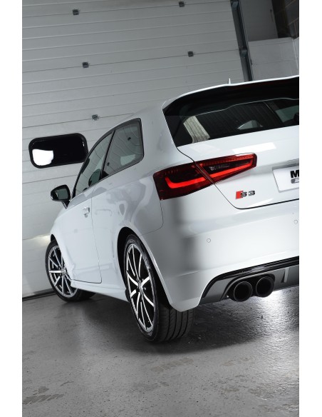 Audi S3 2,0TFSi 3-D 8V Milltek Sport 3" Cat-Back 4x 100 svarta GT utblås (utan avgasstyrning) - Non-Resonated (mindre-dämpad)
