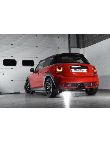 Mini Cooper S 2,0T F56 Milltek Sport Cat-Back 2x 90 svarta GT utblås - Resonated (dämpad)