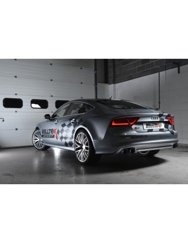 Audi S7 4,0TFSi V8 C7 Milltek Sport Cat-Back 4x 100 svarta GT utblås - Resonated (dämpad)