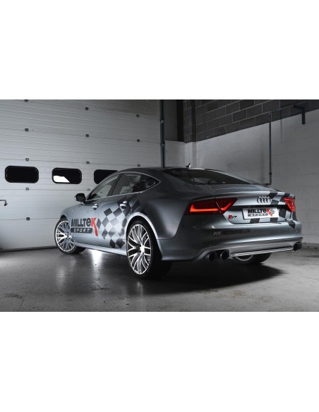 Audi S7 4,0TFSi V8 C7 Milltek Sport Cat-Back 4x 100 svarta GT utblås - Resonated (dämpad)