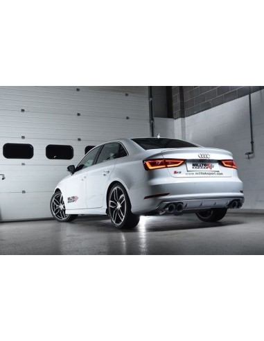Audi S3 2,0TFSi Sedan 8V Milltek Sport 3" Cat-Back 4x 100 svarta GT utblås (med original avgasstyrning) - Resonated (dämpad)