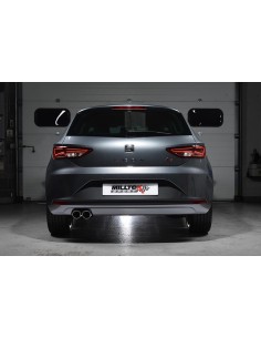 Seat Leon 1,8TFSi FR 3 & 5 dörrars Milltek Sport Cat-Back 2x 80 chrome GT utblås - Non-Resonated (mindre-dämpad)