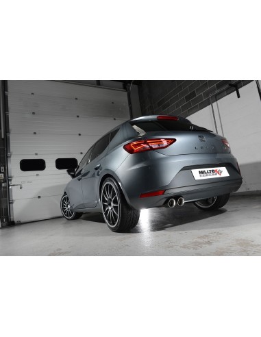 Seat Leon 1,8TFSi FR 3 & 5 dörrars Milltek Sport Cat-Back 2x 80 chrome GT utblås - Resonated (dämpad)