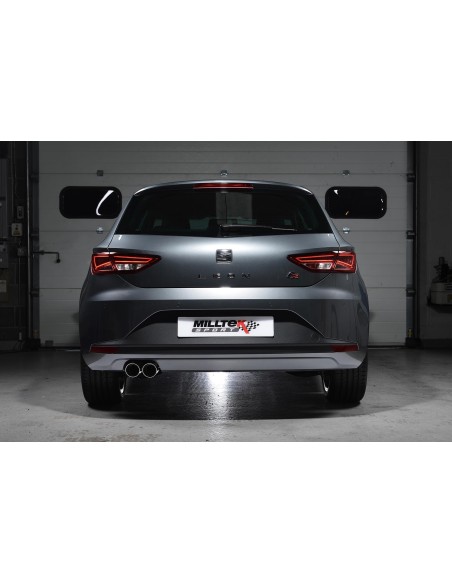Seat Leon 1,8TFSi FR 3 & 5 dörrars Milltek Sport Cat-Back 2x 80 chrome GT utblås - Resonated (dämpad)