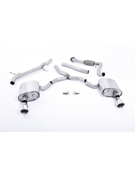 Audi A4 2,0TFSi Quattro B9 Milltek Sport Cat-Back 2x 100 Chrome GT utblås - Resonated (dämpad) (passar ej för bil med dragkrok)