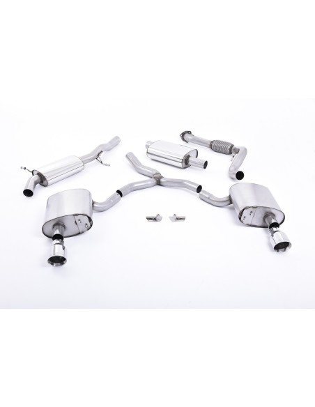 Audi A4 2,0TFSi Quattro B9 Milltek Sport Cat-Back 2x 100 Chrome GT utblås - Resonated (dämpad) (passar ej för bil med dragkrok)