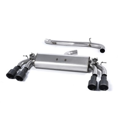 VW Golf R 3/5 dörrars mk7 Milltek Sport 3" Cat-Back 4x 100 svarta GT utblås (med original avgasstyrning) - Non-Resonated (mindre