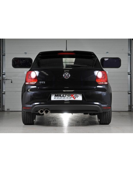 VW Polo 1,4TSi GTi Milltek Sport Cat-Back 2x GT80 Chrome utblås - Non-Resonated (mindre-dämpad)