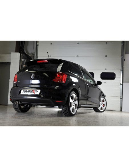 VW Polo 1,4TSi GTi Milltek Sport Cat-Back 2x GT80 Chrome utblås - Non-Resonated (mindre-dämpad)