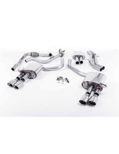 Audi S4 3,0TFSi B9 utan Sportdiff Milltek Sport Cat-Back 4x chrome ovala utblås (med original avgasstyrning) - Non-Resonated (mi