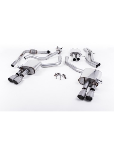 Audi S4 3,0TFSi B9 utan Sportdiff  Milltek Sport Cat-Back 4x 90 chrome GT utblås (med original avgasstyrning) - Resonated (dämpa