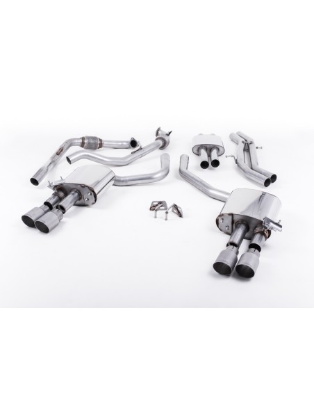 Audi S4 3,0TFSi B9 utan Sportdiff  Milltek Sport Cat-Back 4x 90 chrome GT utblås (med original avgasstyrning) - Resonated (dämpa