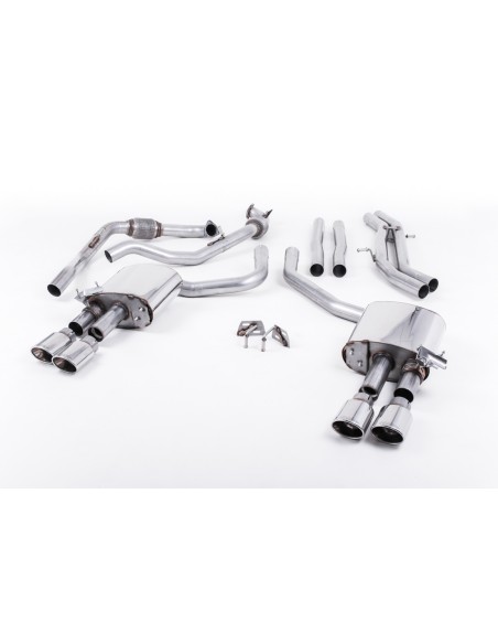 Audi S4 3,0TFSi B9 med Sportdiff Milltek Sport Cat-Back 4x chrome ovala utblås (med original avgasstyrning) - Resonated (dämpad)