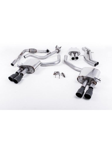 Audi S5 3,0TFSi Sportback B9 utan Sportdiff Milltek Sport Cat-Back 4x 90 svarta GT utblås (med original avgasstyrning) - Non-Res