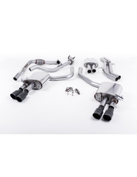 Audi S5 3,0TFSi Sportback B9 utan Sportdiff Milltek Sport Cat-Back 4x 90 svarta GT utblås (med original avgasstyrning) - Non-Res