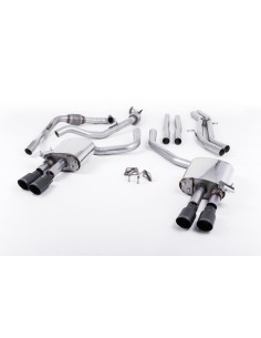 Audi S5 3,0TFSi Sportback B9 utan Sportdiff Milltek Sport Cat-Back 4x 90 svarta GT utblås (med original avgasstyrning) - Resonat