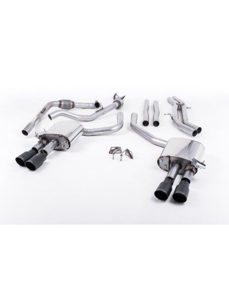 Audi S5 3,0TFSi Sportback B9 utan Sportdiff Milltek Sport Cat-Back 4x 90 svarta GT utblås (med original avgasstyrning) - Resonat