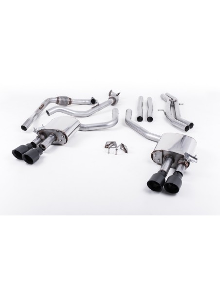 Audi S5 3,0TFSi Sportback B9 utan Sportdiff Milltek Sport Cat-Back 4x 100 svarta GT utblås (med original avgasstyrning) - Resona