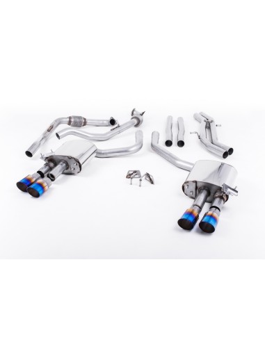 Audi S5 3,0TFSi Sportback B9 utan Sportdiff Milltek Sport Cat-Back 4x 90 brända titan GT utblås (med original avgasstyrning) - N