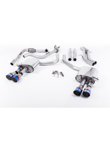 Audi S5 3,0TFSi B9 med Sportdiff Milltek Sport Cat-Back 4x 100 brända titan GT utblås (med original avgasstyrning) - Non-Resonat