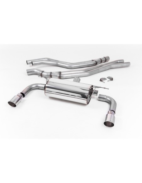 BMW M240i F22 B58 Milltek Sport Cat-Back 2x 90 chrome GT utblås utan avgasventiler - Resonated (dämpad)