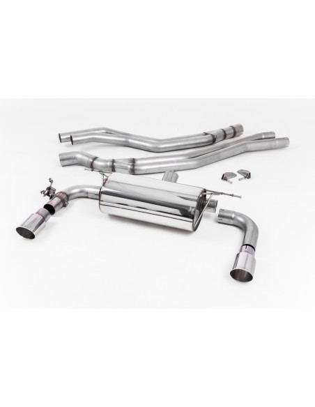 BMW M240i F22 B58 Milltek Sport Cat-Back 2x 90 chrome GT utblås med avgasventiler - Non-Resonated (mindre-dämpad)