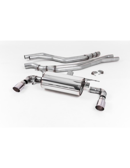 BMW M140i F20/F21 B58 Milltek Sport Cat-Back 2x 90 chrome GT utblås med avgasventiler - Non-Resonated (mindre-dämpad)