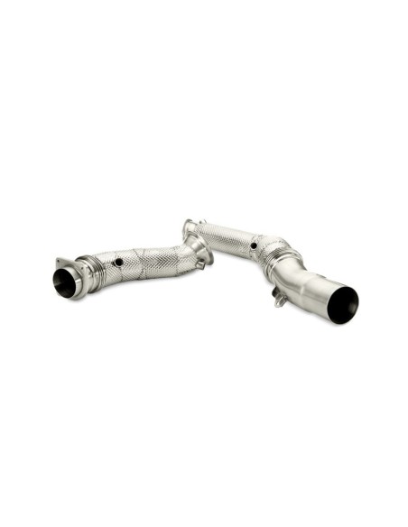 BMW M2 Competition S55 F87 Akrapovic Downpipes i Rostfritt utan katalysatorer