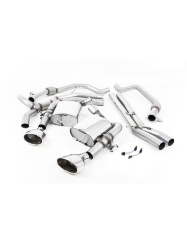 Audi RS5 2,9TFSi B9 Milltek Sport 3" Cat-Back 2x 170x107 Chrome Ovala utblås med avgasventiler - Resonated (dämpad)