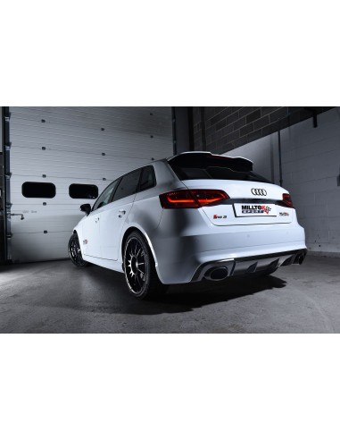 Audi RS3 2,5TFSi Sportback 8V Milltek Sport 3" Cat-Back 150 X 95 Svarta ovala utblås med avgasventiler - Resonated (dämpad)