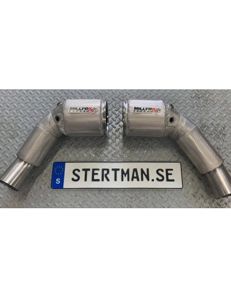 Audi RS7 4,0TFSi 4K Milltek Sport 3,15" Downpipes som är med svart coating utan katalysatorer (till original avgassystem efter p