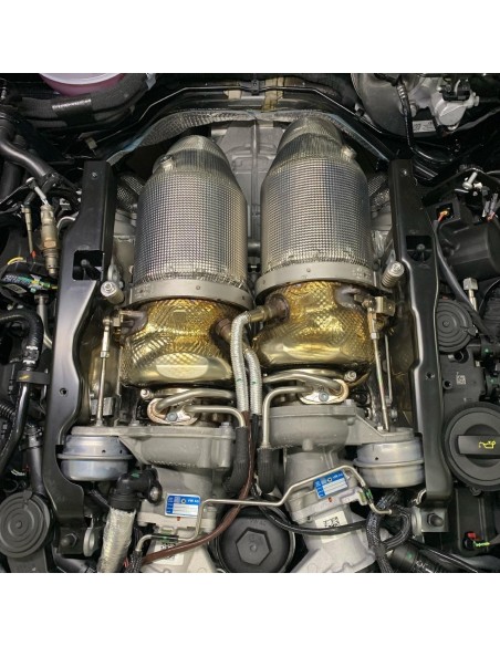 Audi RS7 4,0TFSi 4K Milltek Sport 3,15" Downpipes med värme skydd och 200 cells racekatalysatorer (till Milltek Partikelfilter o