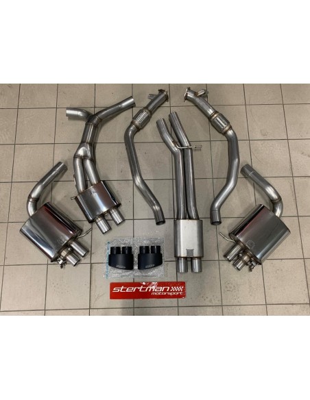 Audi RS5 2,9TFSi B9 Milltek Sport 3" Cat-Back 2x 170x107 Svarta Ovala utblås med avgasventiler - Resonated (dämpad)