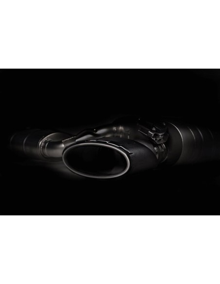 Audi RS7 4,0TFSi V8 4K Akrapovic Evolution System (från mitt under bilen) i Titan med kolfiber utblås