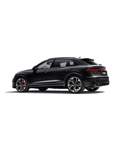 Audi RSQ8 4,0TFSi V8 4M Akrapovic Evolution System (från mitt under bilen) i Titan med kolfiber utblås