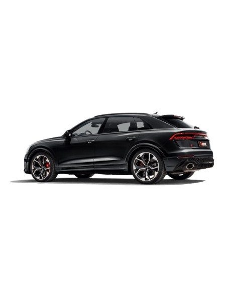 Audi RSQ8 4,0TFSi V8 4M Akrapovic Evolution System (från mitt under bilen) i Titan med kolfiber utblås