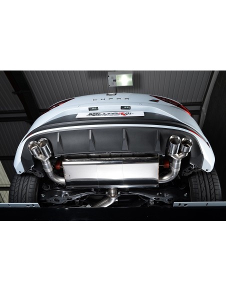 Seat Leon 2,0TFSi Cupra 3 & 5 dörrars Milltek Sport Cat-Back 4x 80 Chrome GT utblås - Non-Resonated (mindre-dämpad)