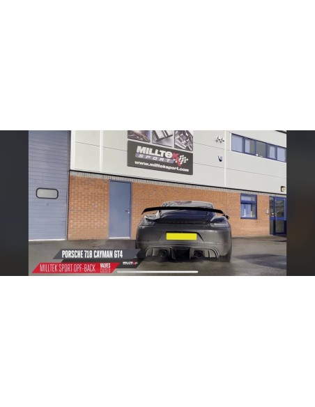 Porsche Cayman 718 4,0 GT4 OPF (Pre-Februari 2020) Milltek Sport OPF-Back med aktiva avgasventiler 2x Svarta 115mm GT Utblås