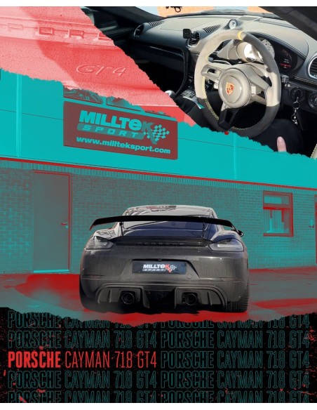Porsche Cayman 718 4,0 GT4 OPF (Pre-Februari 2020) Milltek Sport Cat-Back (OPF-delete) med aktiva avgasventiler 2x Kromade 115mm
