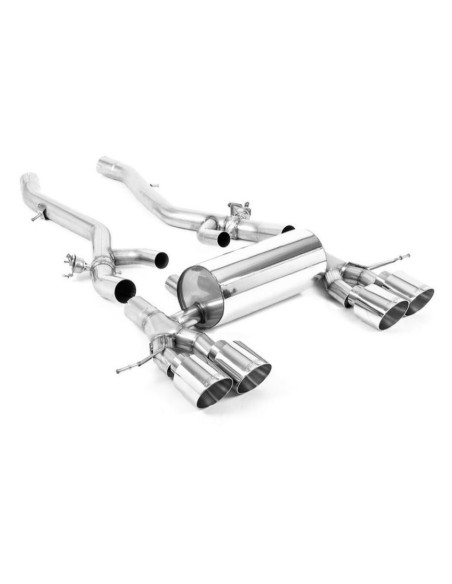 BMW M3 S58 G80 / G81 Milltek Sport Från Partikelfilter och bakåt (måste kapas) 4x GT100 kromade utblås med avgasventiler