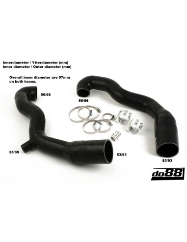 Porsche 997.1 GT2 DO88 Svarta Inloppsslangar till turbos